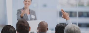 Woman presenting at an event